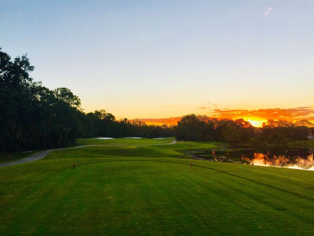 Sunset over the tournament fairway